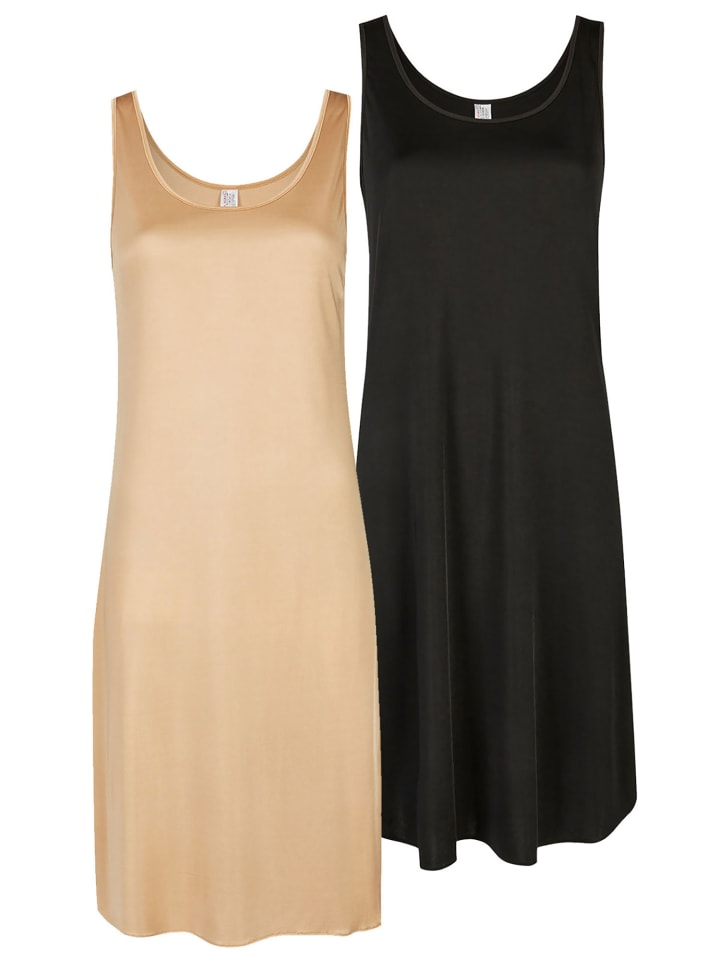 

Nina von C. Комплект из двух платьев-комбинаций, длина 90 см, карамельно-черного цвета