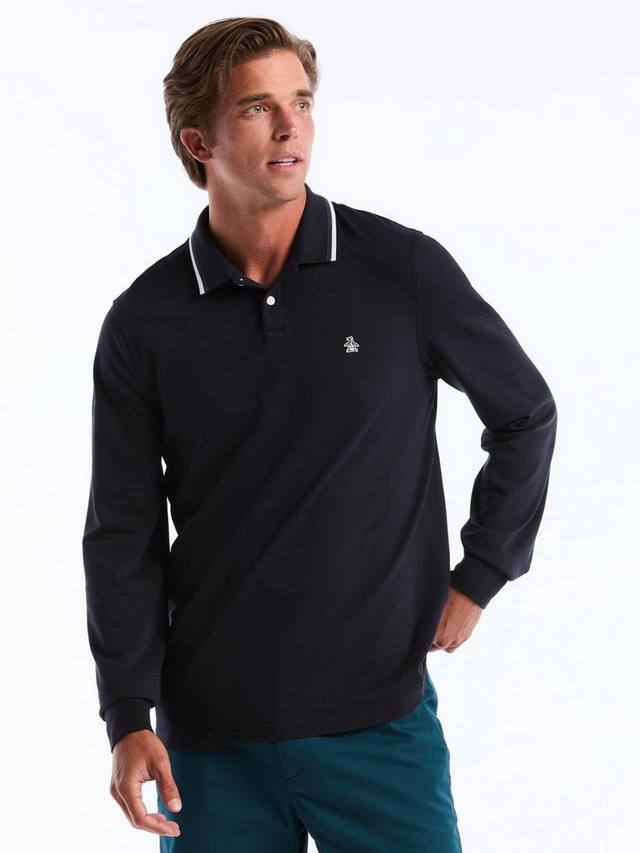 

Хлопковая поло с длинными рукавами и контрастной отделкой Original Penguin, Dark Sapphire