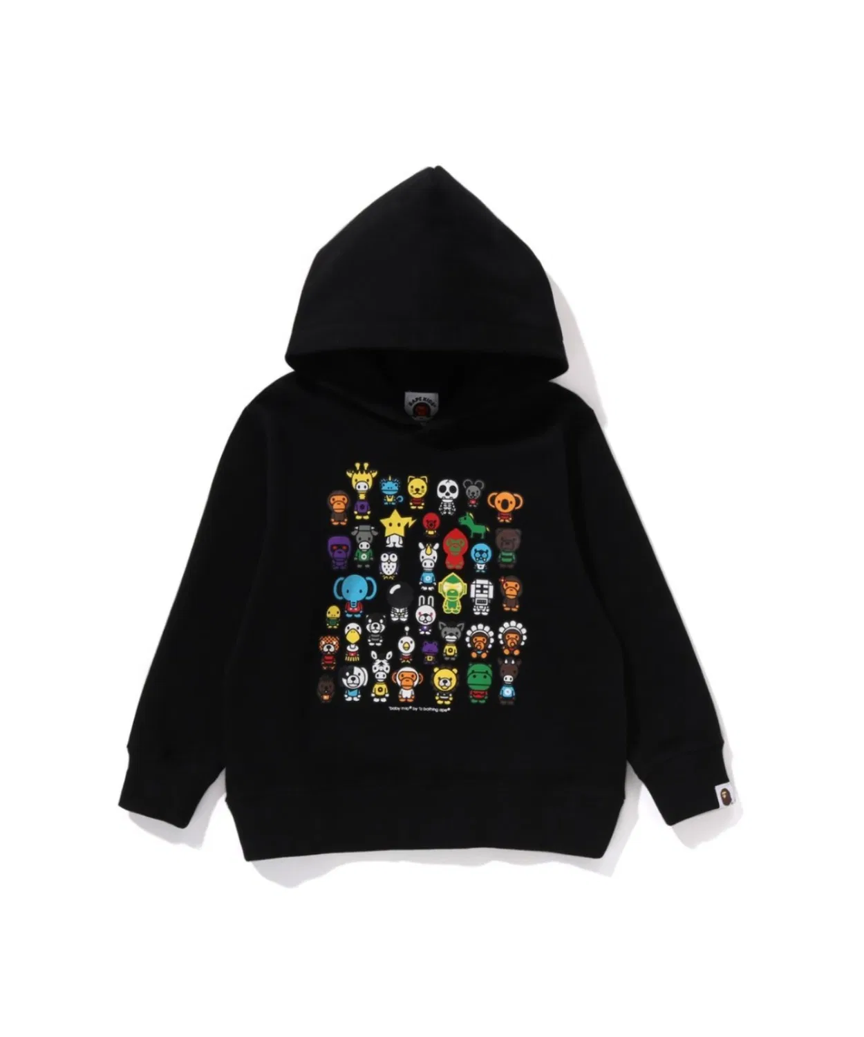 Толстовка A TO Z PULLOVER HOODIE с принтом BABY MILO, хлопок, чёрный
