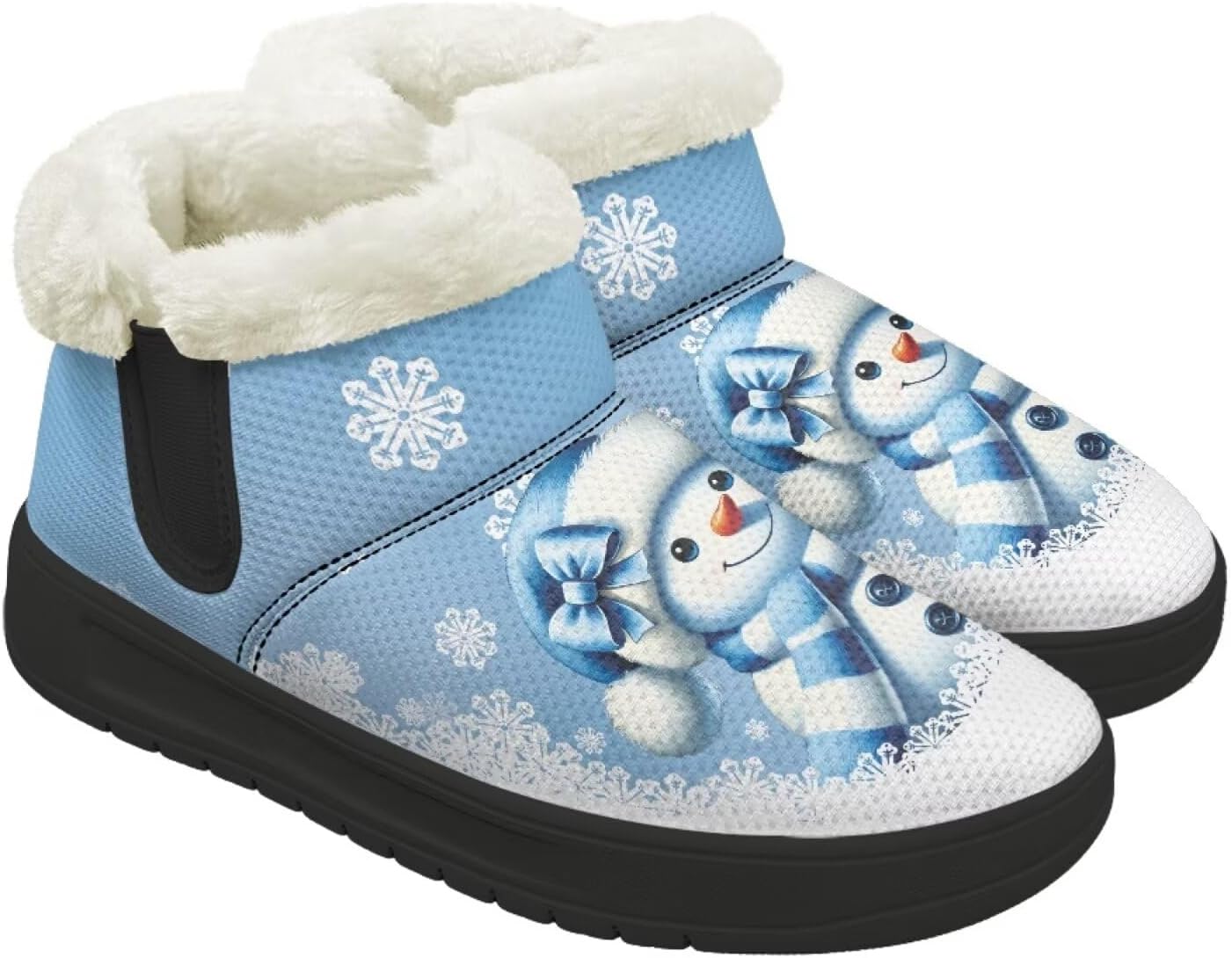 

Рождественские зимние сапоги Forchrinse для женщин и мужчин: удобные, теплые, пушистые, до щиколотки, зимние, противоскользящие, Christmas Snowman Printed