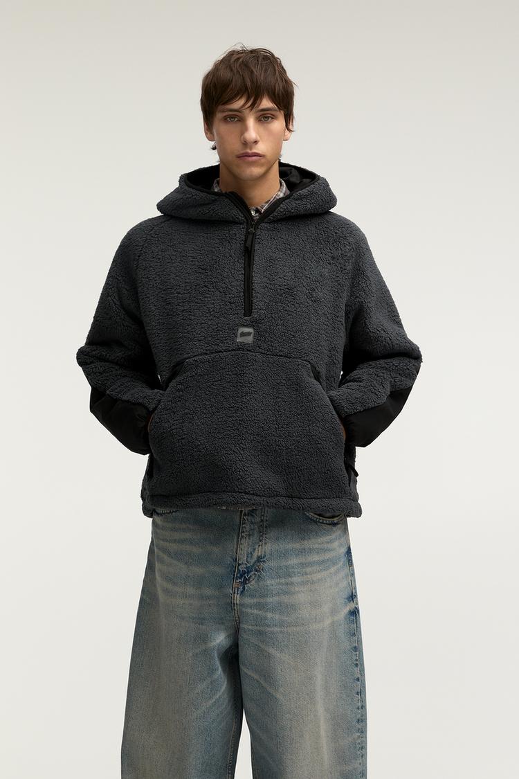 

Куртка-Плюшевый жакет с капюшоном Pull And Bear, синий