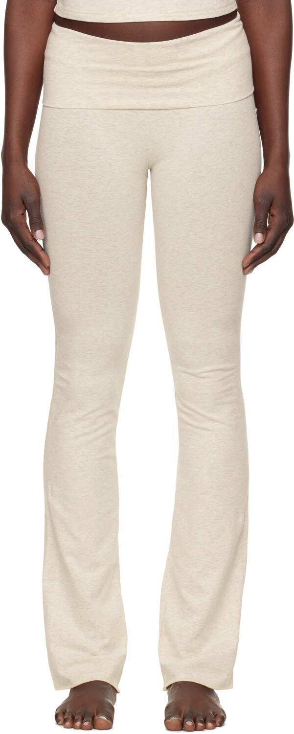 

Бежевые брюки из хлопкового джерси с отворотом SKIMS