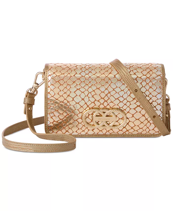 

Миниатюрная кожаная сумка через плечо Minuette Melbourne Brahmin, золотой