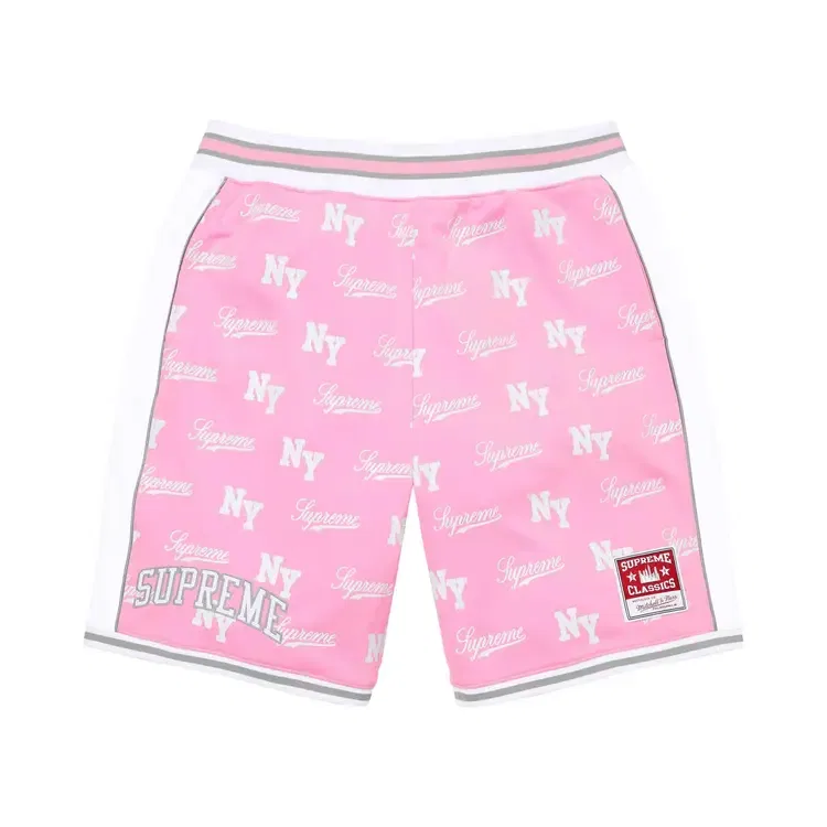 Шорты Supreme x Mitchell & Ness Monogram Short, розовый