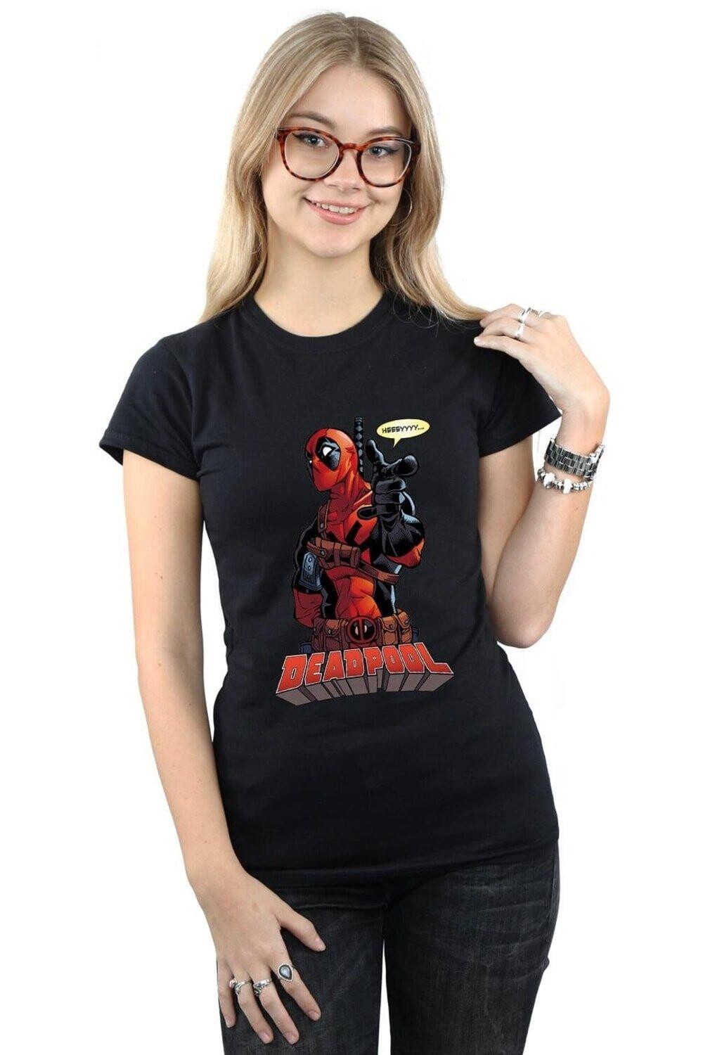 

Хлопковая футболка «Дэдпул, эй, ты» Marvel, черный