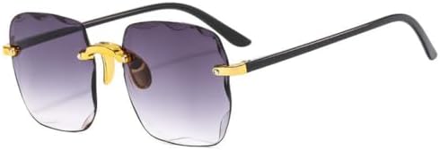 

Женские солнцезащитные очки без оправы 2027 года с градиентными линзами, винтажные женские солнцезащитные очки с дужками из сплава, защита от УФ-излучения UV400 MTZJH, 01