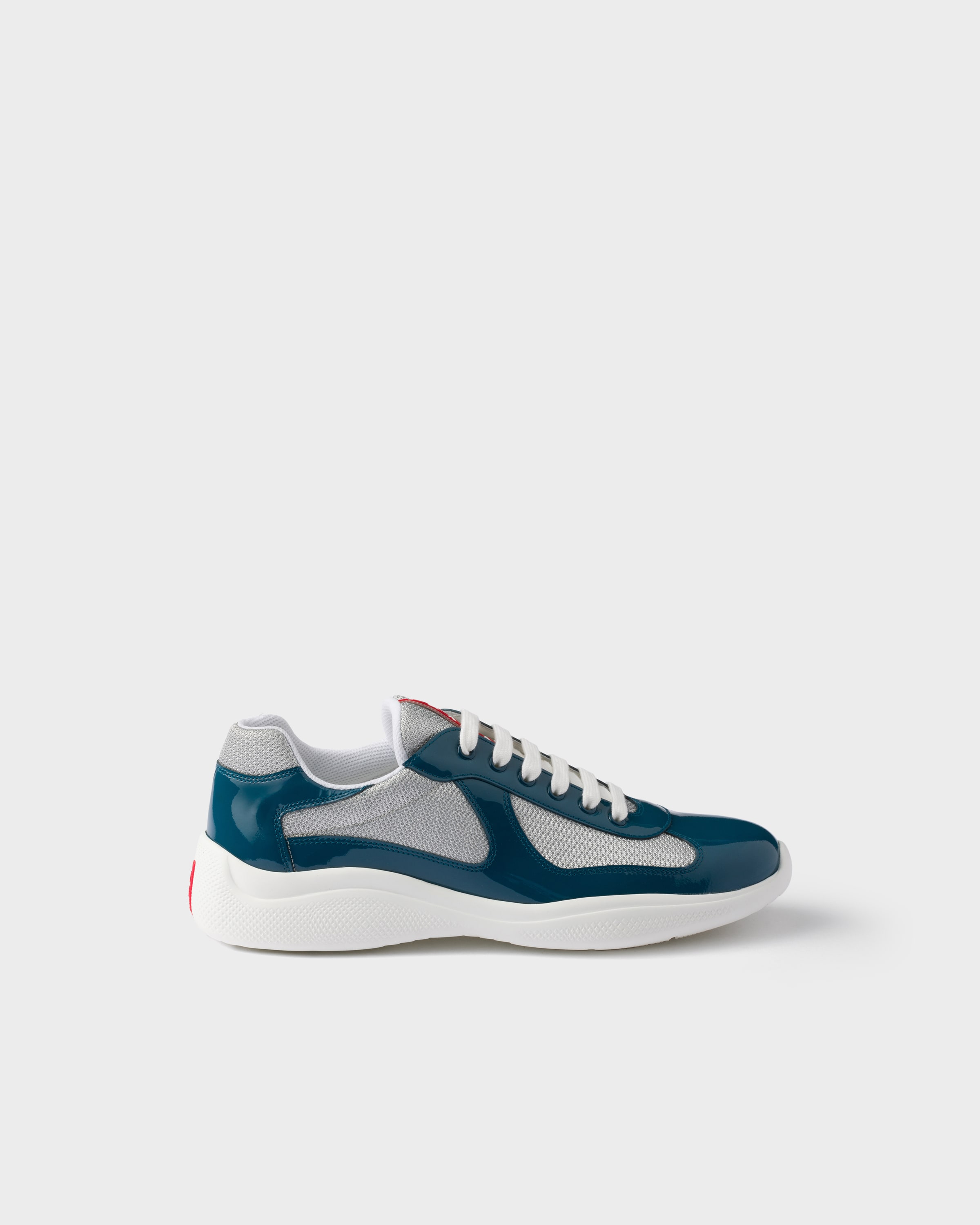 Кроссовки Prada America's Cup из лакированной кожи и технической ткани Prada, темно-бирюзовый/серебристый — фото 2