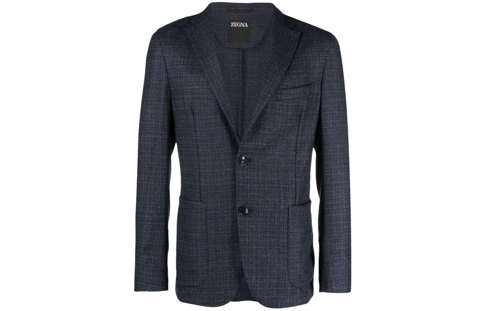 

Ermenegildo Zegna Однобортный шерстяной блейзер, Marine Blue