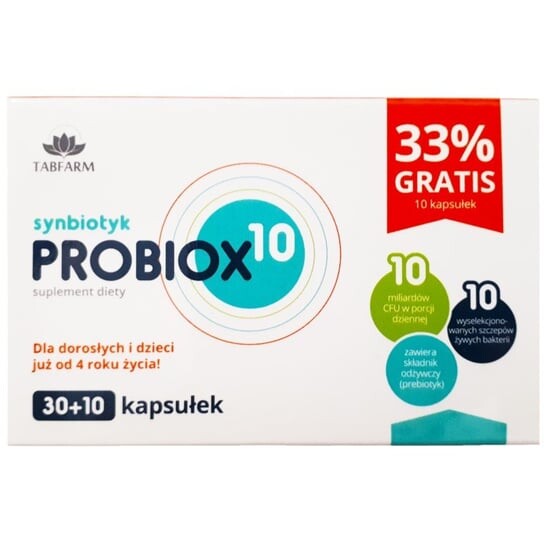 

Вирде Синбиотик Пробиокс10 40 капсул. 9 штаммов Tabfarm, белый