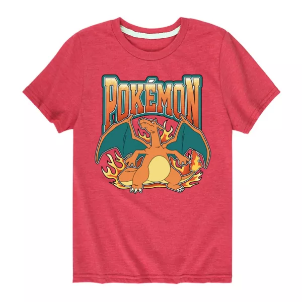 

Футболка для мальчиков 8-20 лет с принтом покемона Charizard в стиле колледжа Licensed Character, красный