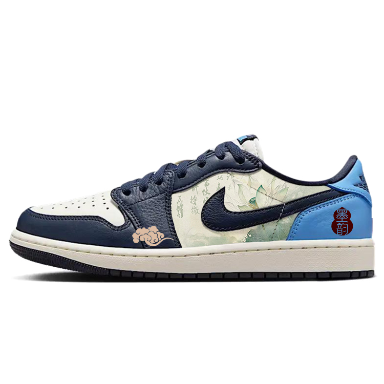 

Jordan Баскетбольные кроссовки Air 1 «Ode To The Lotus» с амортизацией Blue Moon, низкие, винтажные, синие, мужские