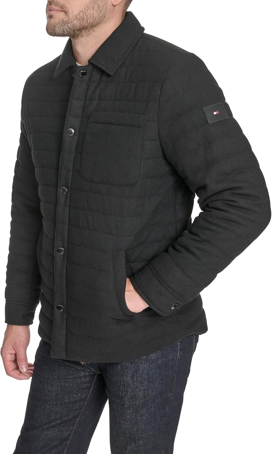 Мужская стеганая куртка из смеси шерсти Tommy Hilfiger, Black — фото 3