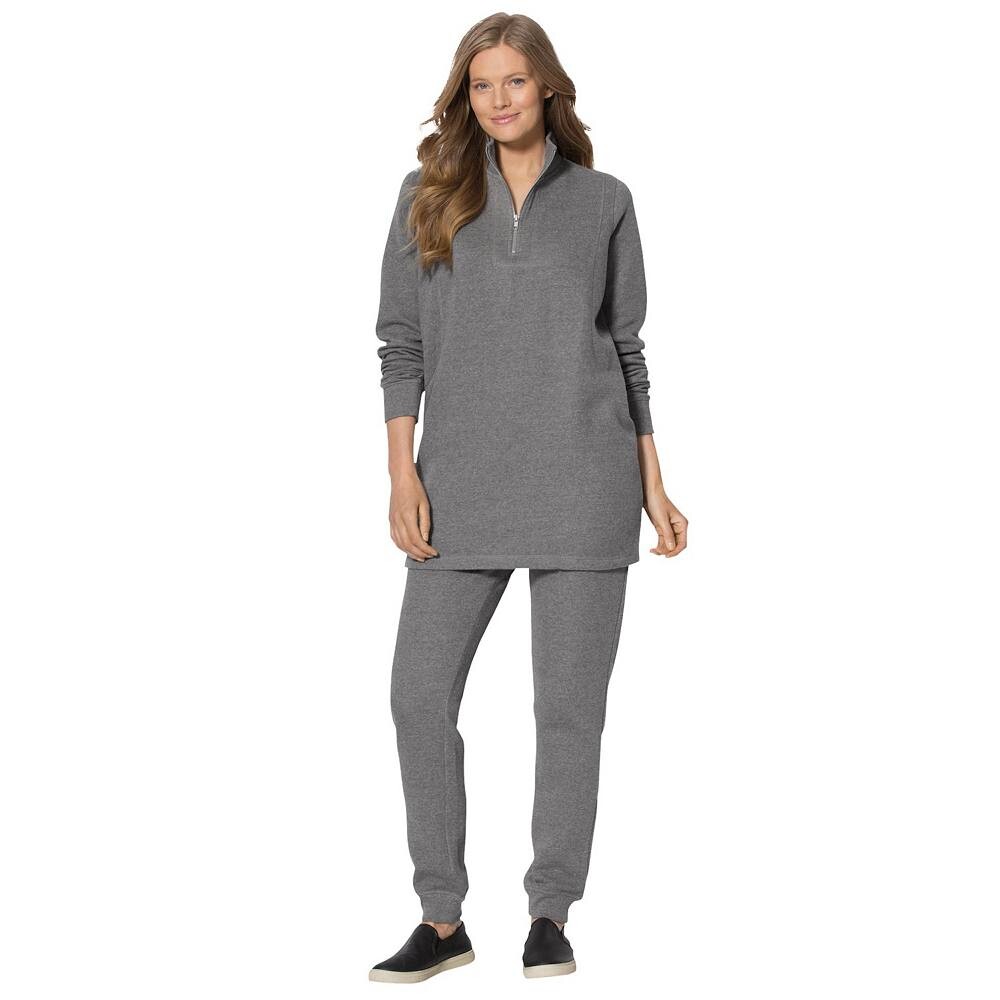 

Женский комплект из 2 флисовых свитшотов Woman Within больших размеров, цвет Medium Heather Grey