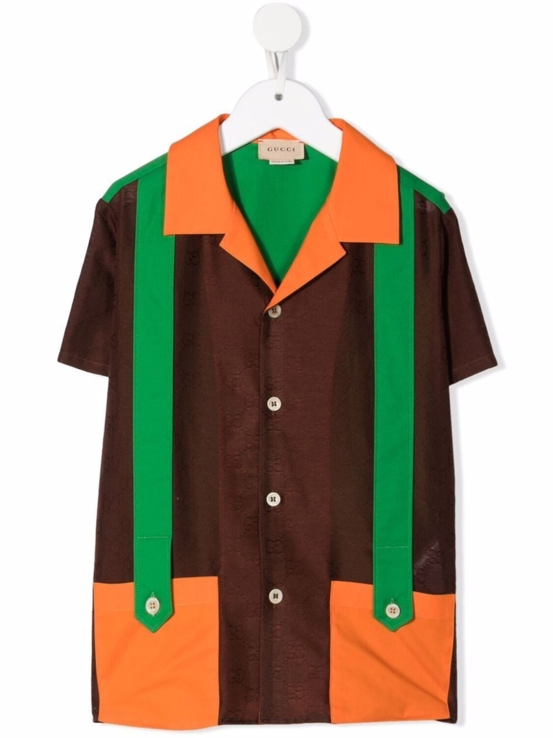 

Gucci Kids жаккардовая рубашка, коричневый