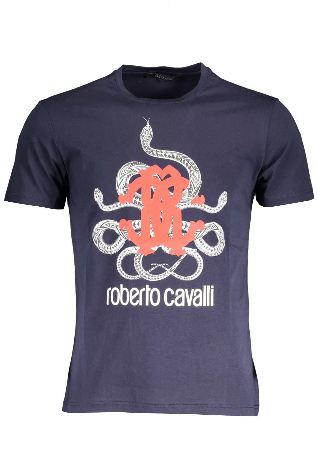 

Синяя хлопковая мужская футболка Roberto Cavalli