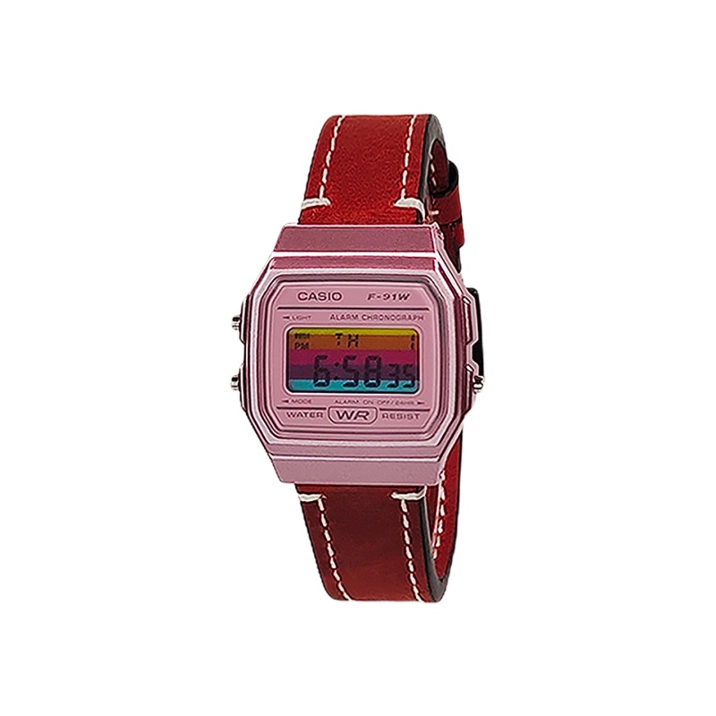 

CASIO Часы Retrofit Series Quartz Movement Genuine Leather Strap Watch Unisex Pink Watch Dial