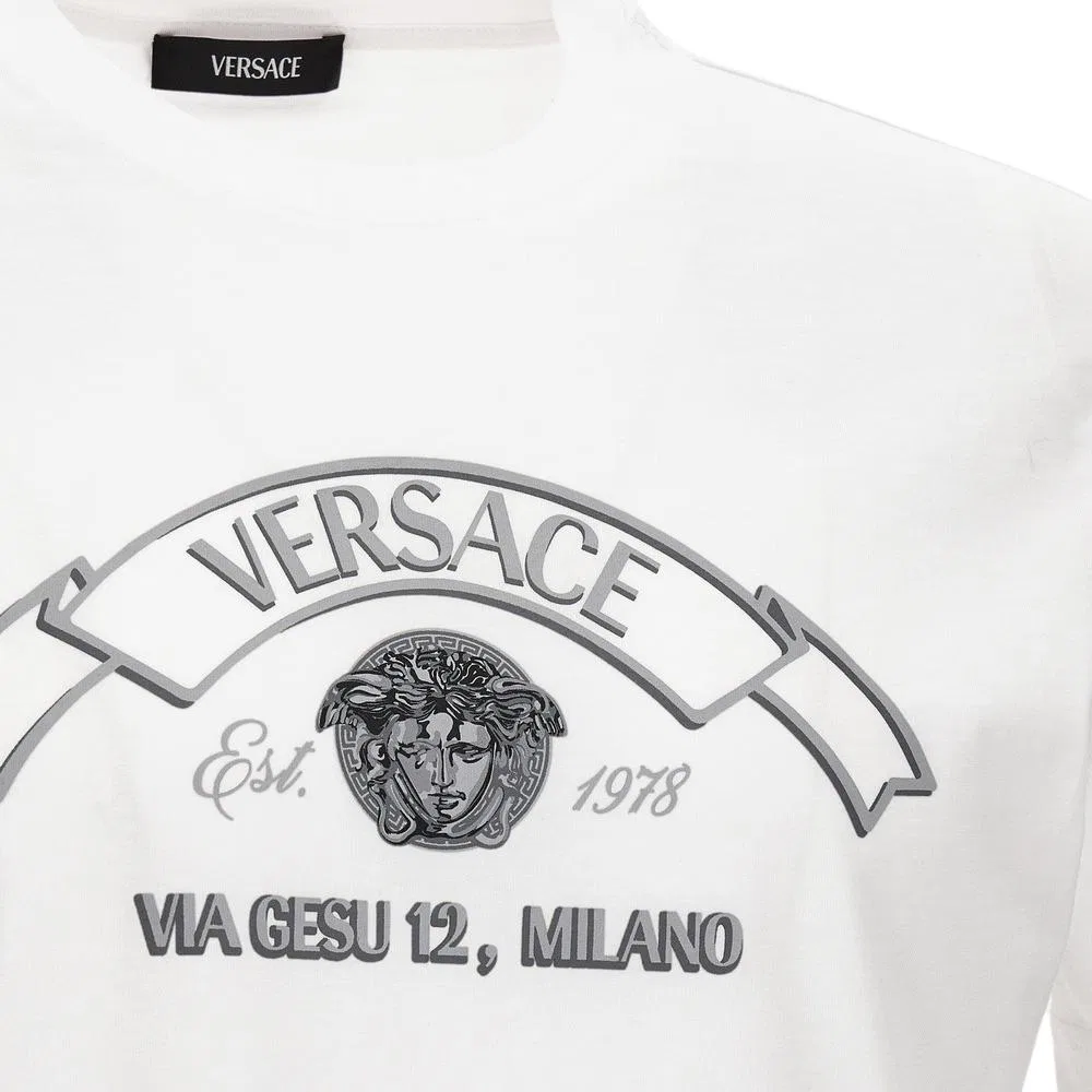 Футболка VERSACE белая с круглым вырезом — фото 4
