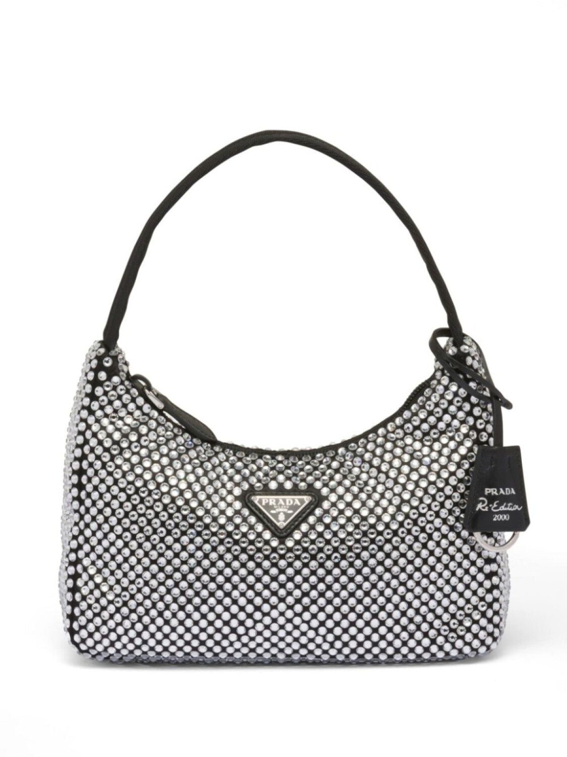 

Сумка через плечо Prada mini Hobo с кристаллами, черный