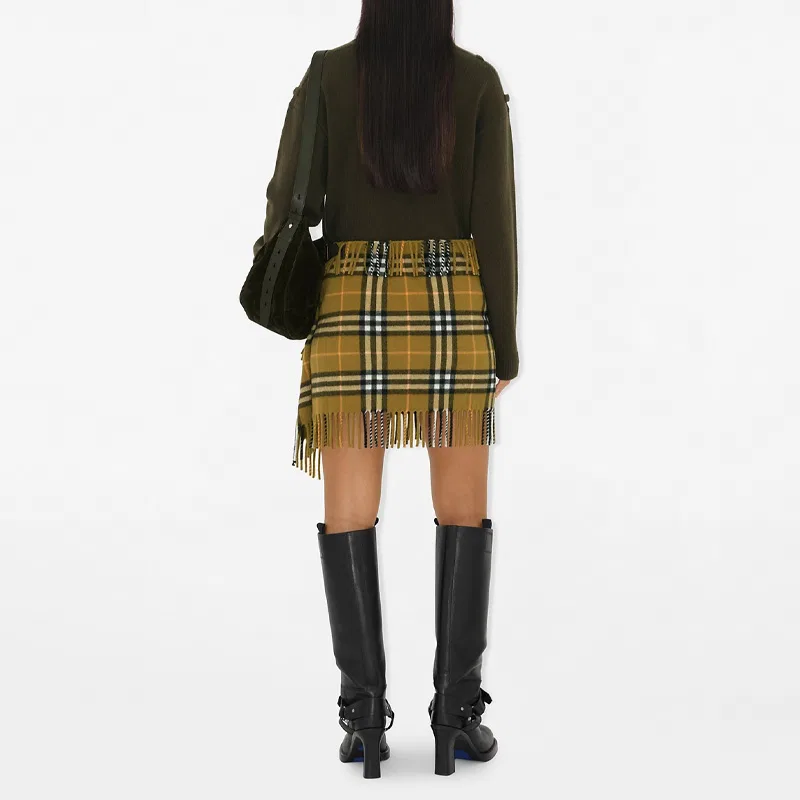 Юбка Burberry, женская, оксид, клетка/бахрома — фото 4