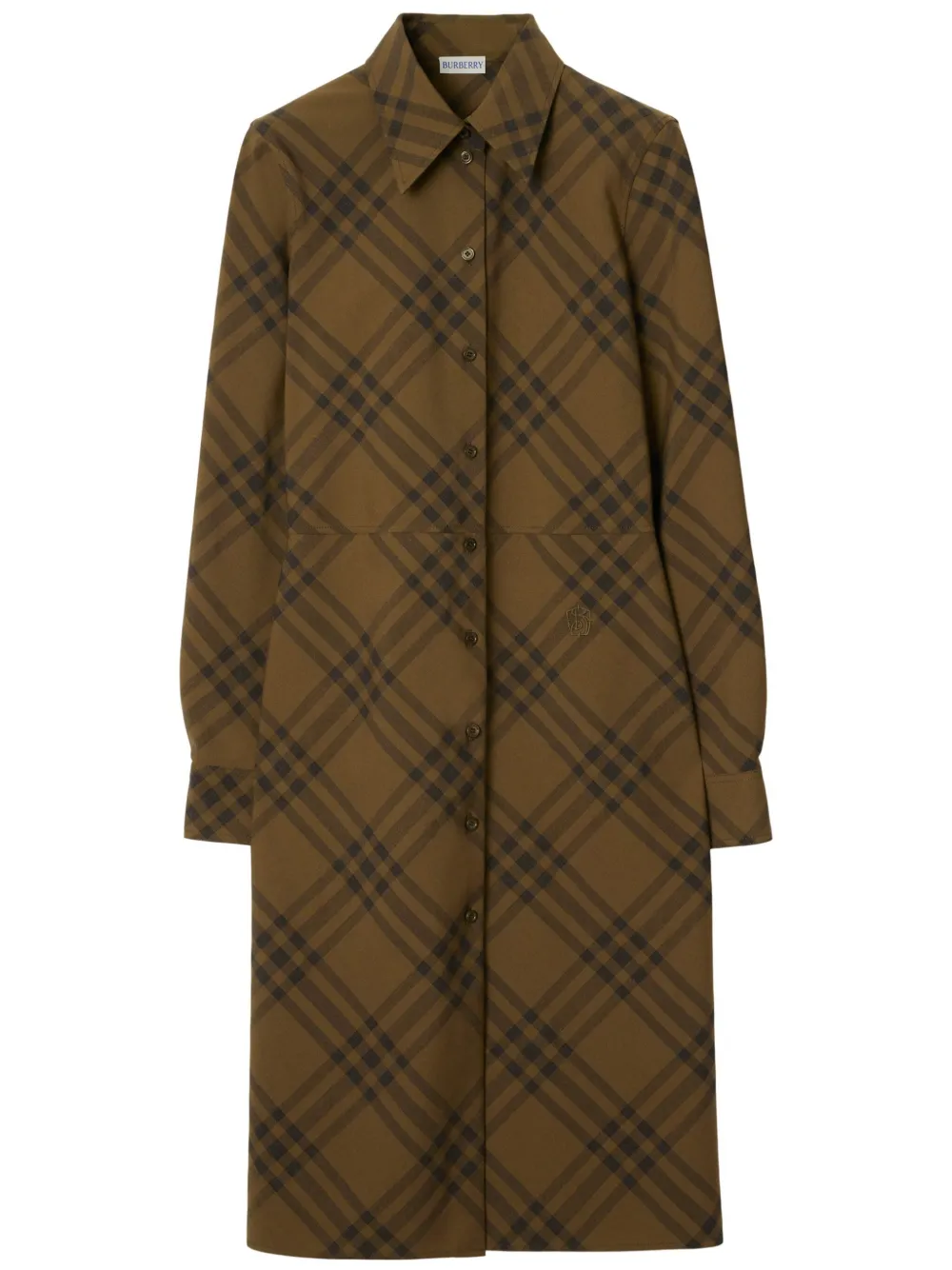 

Шерстяное платье-рубашка в клетку BURBERRY, коричневый