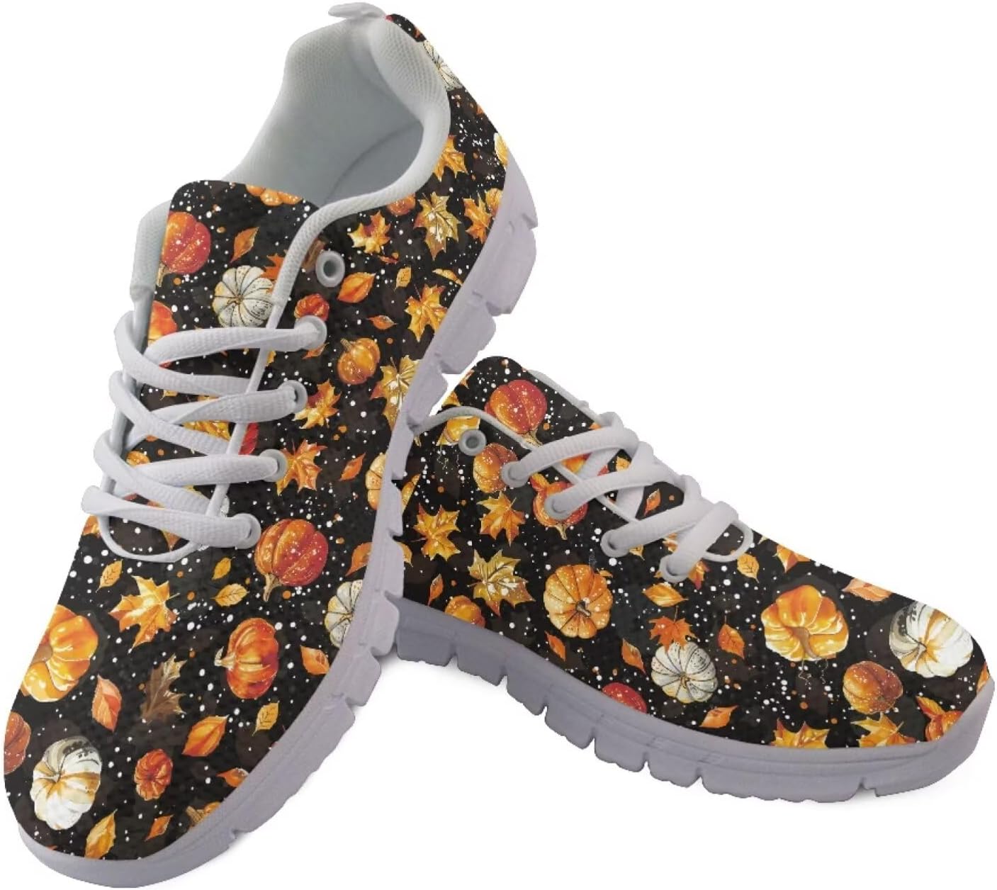 

GETELINSENG Хэллоуин кроссовки для бега, прогулок и походов, мужские стильные кроссовки на шнуровке, легкие для тенниса и спортивных тренировок, Autumn Pumpkin Maple Leaf