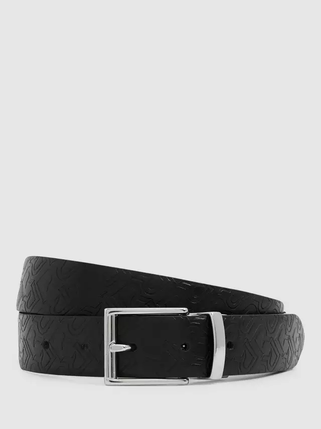 

Ремень Reiss Ryder Leather Debossed Logo Reversible, черный