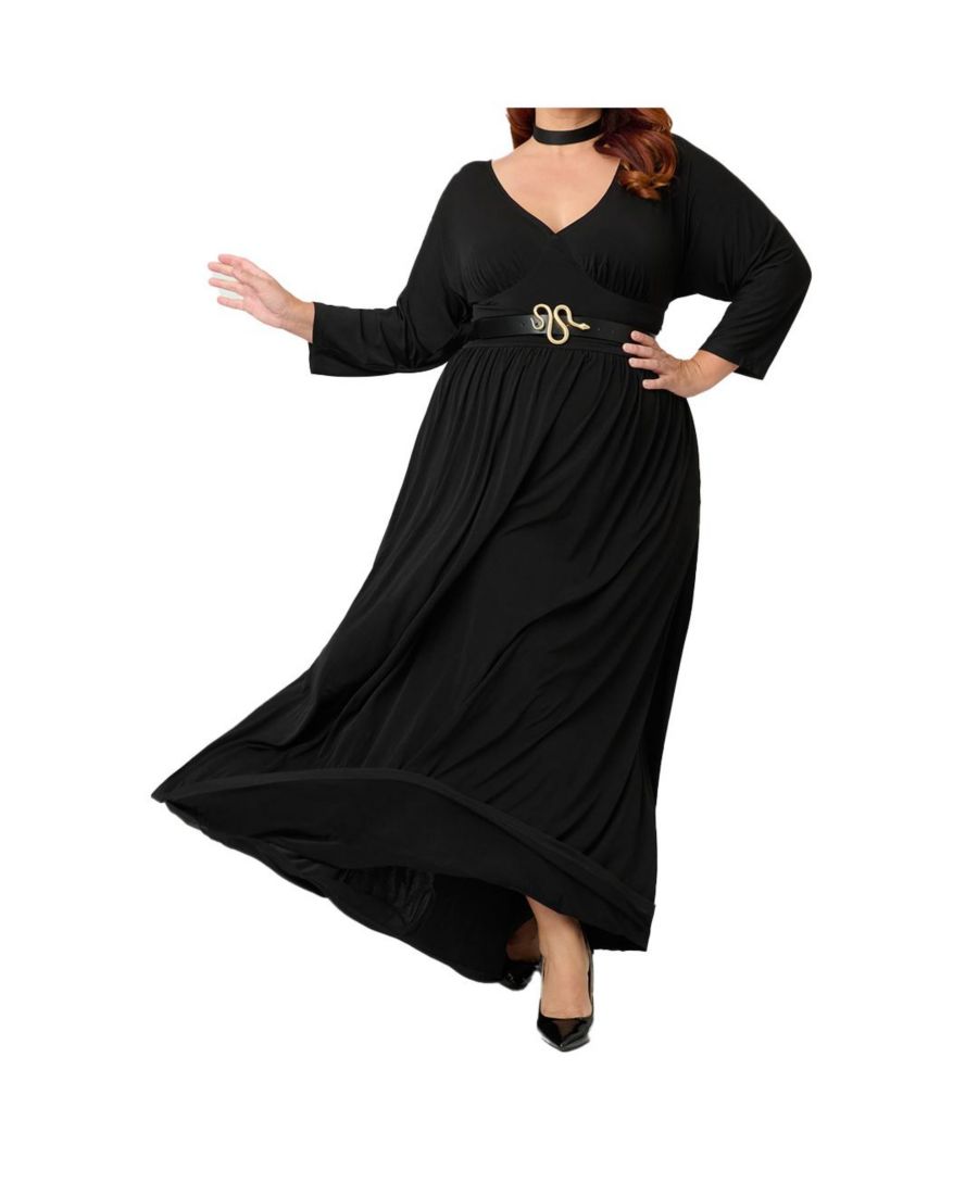 

Платье-макси с рукавами 3/4 и рукавами летучая мышь больших размеров Unique Vintage, Black
