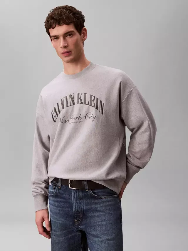 Хлопковая толстовка на молнии, цвет Героический серый меланж Calvin Klein — фото 2