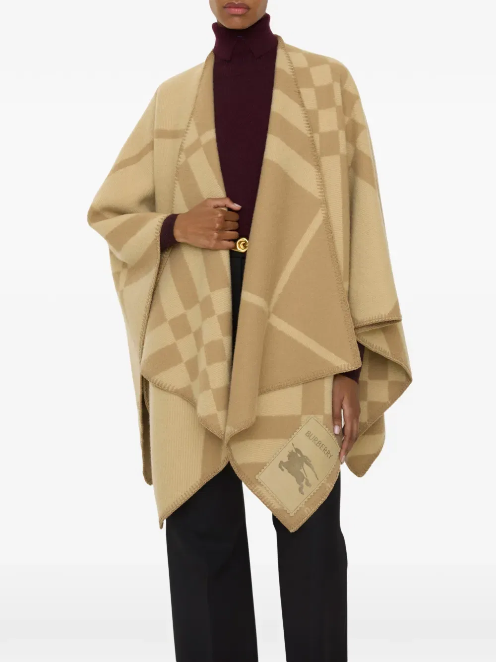 Накидка Burberry, женская, нейтральный, клетчатая — фото 2