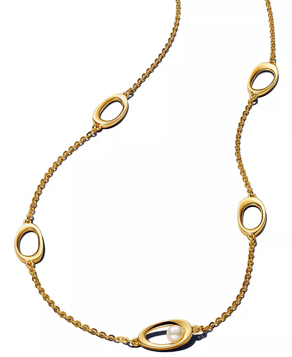 

Ожерелье из органически обработанного овального пресноводного культивированного жемчуга Pandora, white