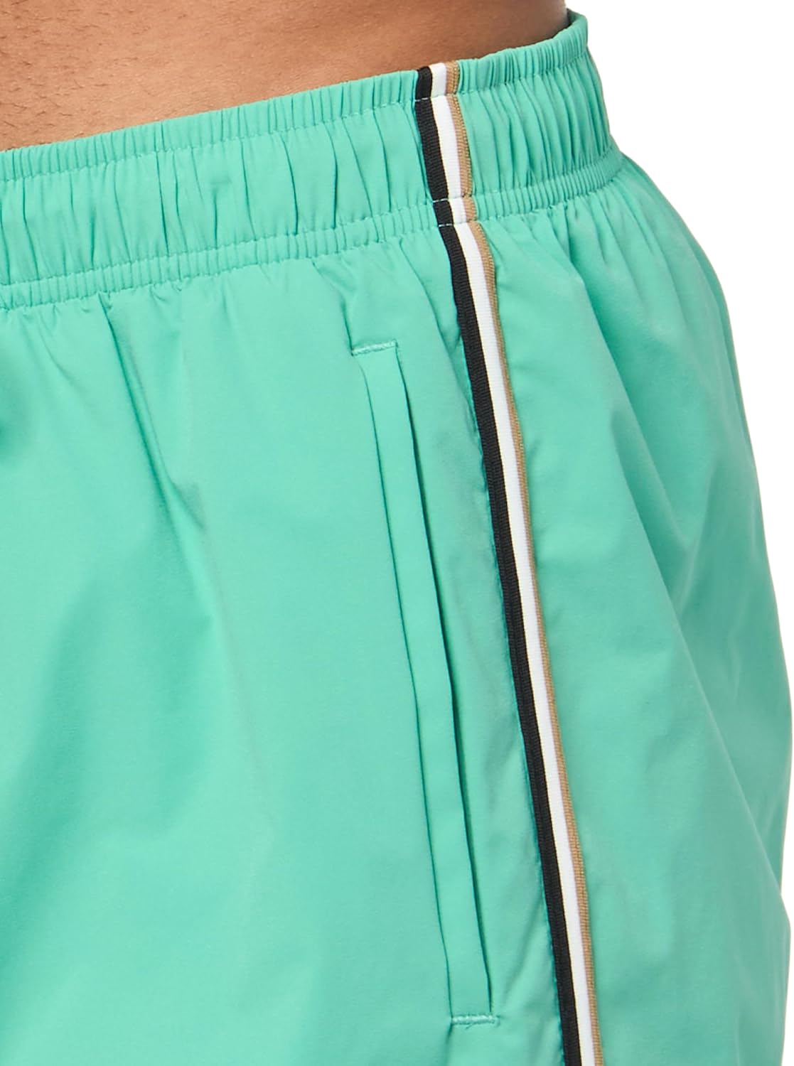 Мужские однотонные плавки-шорты BOSS с культовыми полосками по бокам, Sea Green — фото 3