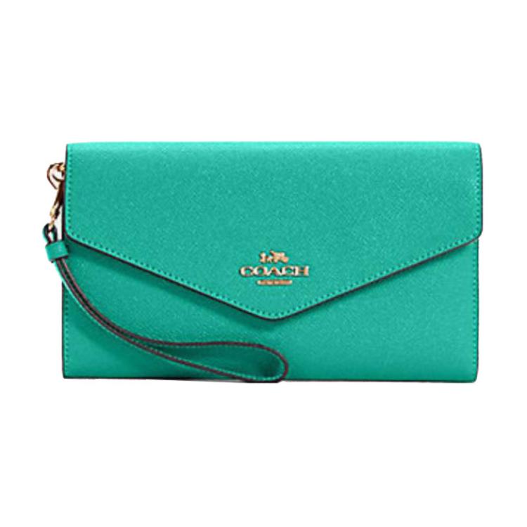 

Кошелек-кардхолдер Coach из тисненой кожи, женский, изумрудно-зеленый