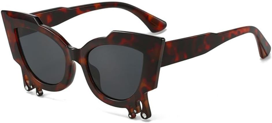 

Модные солнцезащитные очки в стиле панк с эффектом слез, роскошные солнцезащитные очки «кошачий глаз» для женщин, сексуальные очки «кошачий глаз» со стразами TYUVIVO, C4beigegray