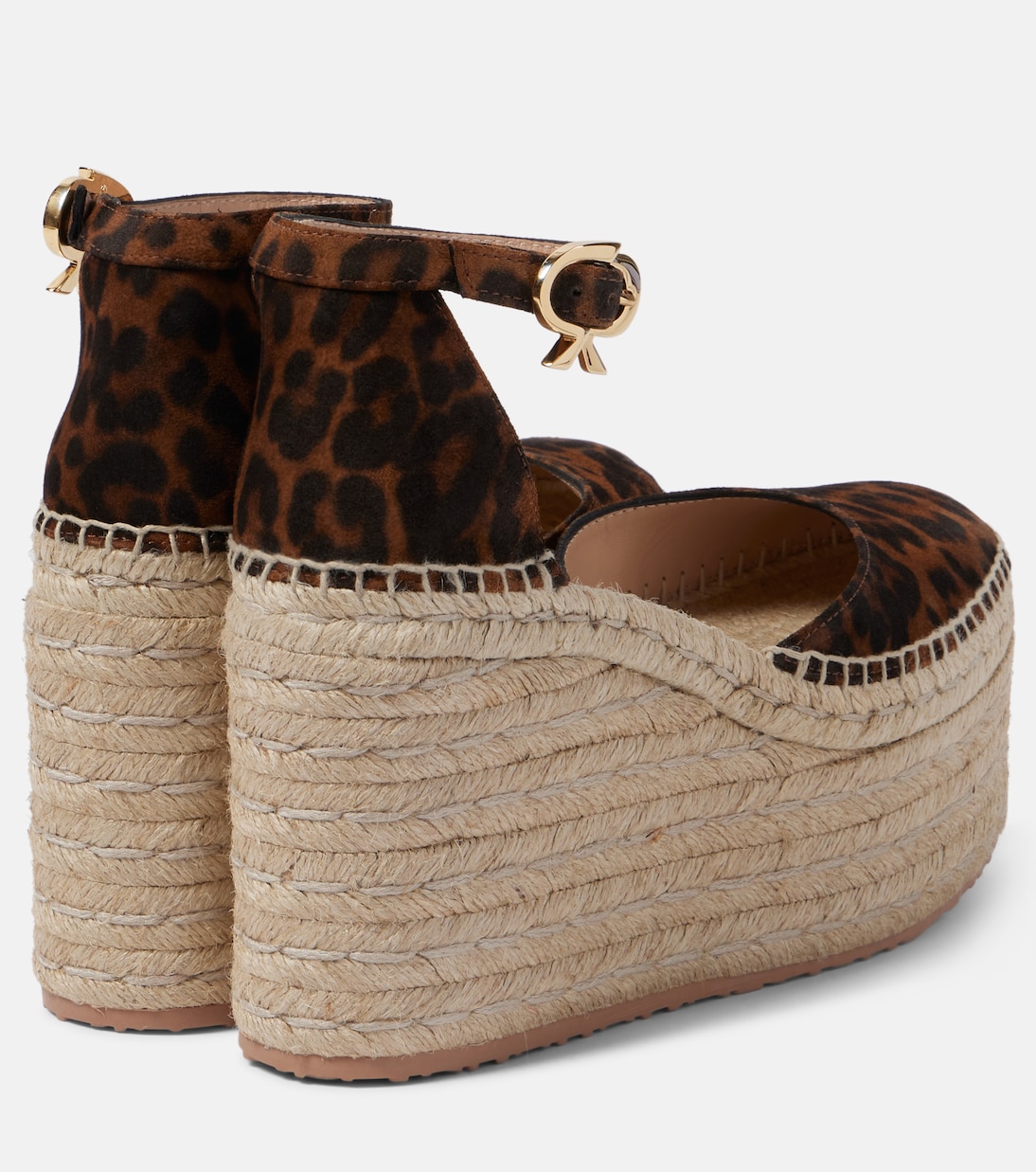 Замшевые эспадрильи с леопардовым принтом на танкетке Gianvito Rossi, Leopard Print + Naturale — фото 3