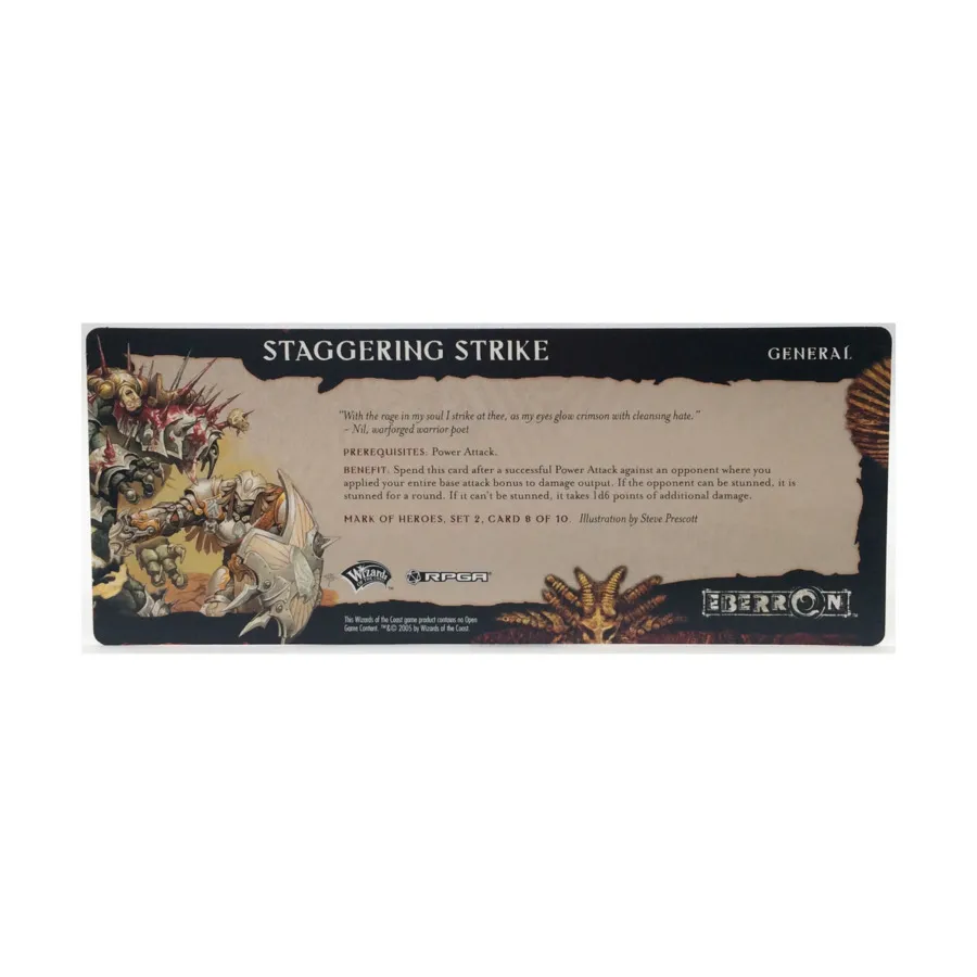 

Набор 2 Mark of Heroes RPGA — карта 8 из 10, «Ошеломляющий удар», Eberron (d20)