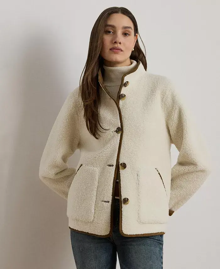 

Женская куртка из флиса с отделкой из искусственной замши Lauren Ralph Lauren, слоновая кость/кремовый