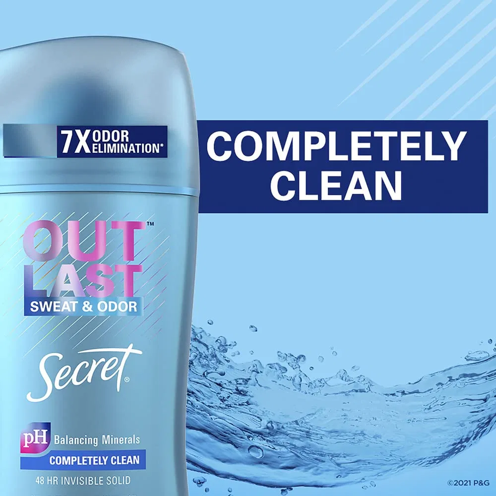 Твердый дезодорант Secret Outlast Invisible Solid Completely Clean 3PK Xtend Secret — фото 4