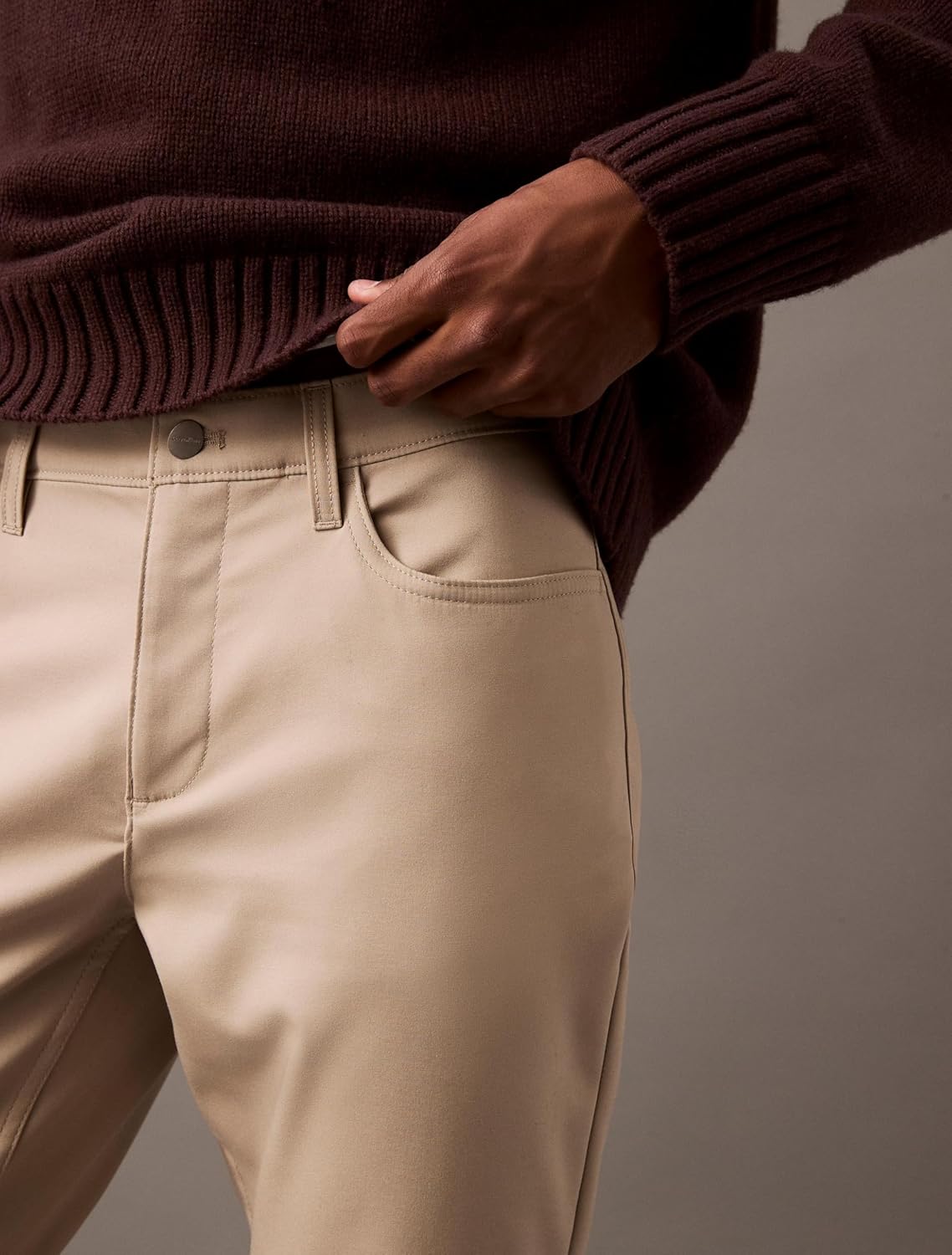 Мужские брюки Calvin Klein Move 365 Stretch Slim Fit из высокотехнологичного тканого материала, устойчивые к складкам, Plaza Taupe — фото 3