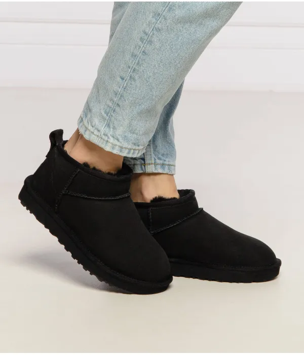 Кожаные зимние ботинки классические ультра мини Ugg, черный — фото 2