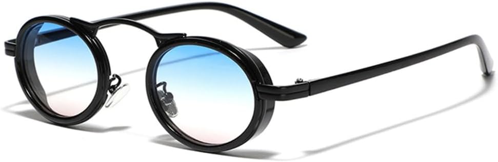 

Солнцезащитные очки в стиле ретро-панк для женщин, маленькие овальные, с градиентным переходом цвета, защита от УФ-излучения UV400; модные полуметаллические солнцезащитные очки для мужчин, SUN539 Generic, Black Blue Gradient