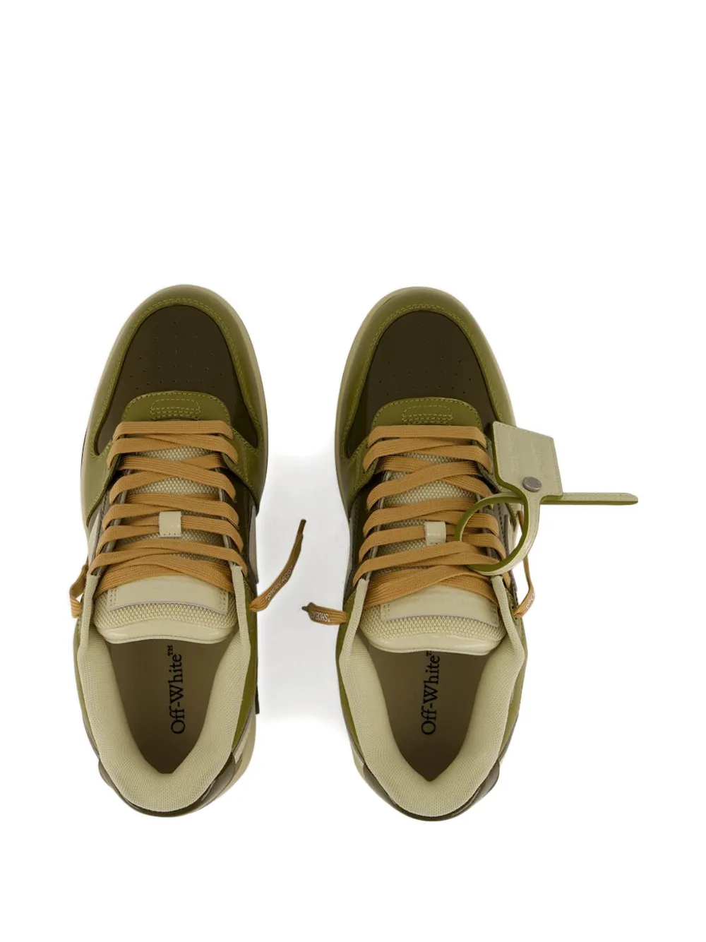 Кроссовки из лакированной кожи "OOO" Out Of Office Off-White, зеленый — фото 4
