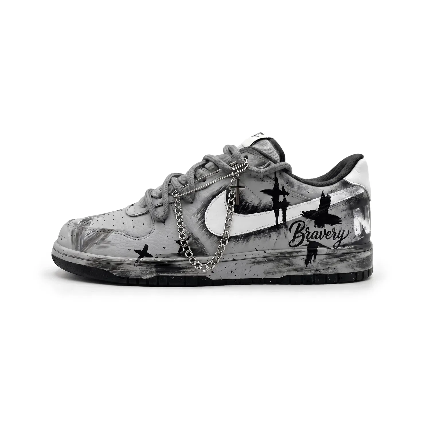 Кроссовки кожаные Nike Big Low темно-серые — фото 3