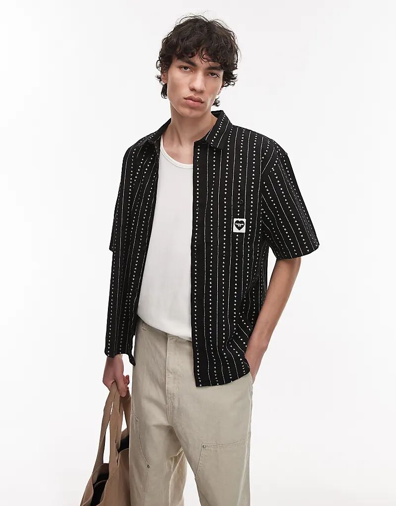 

Черная рубашка Carhartt WIP drewe с короткими рукавами и полосками в форме сердца