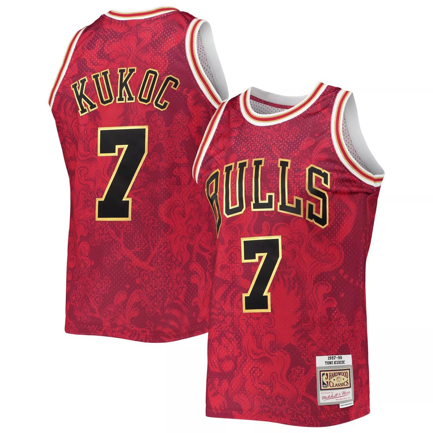 

Мужская майка Mitchell & Ness Toni Kukoc Red Chicago Bulls Hardwood Classics 1997-98 Lunar New Year Swingman Джерси