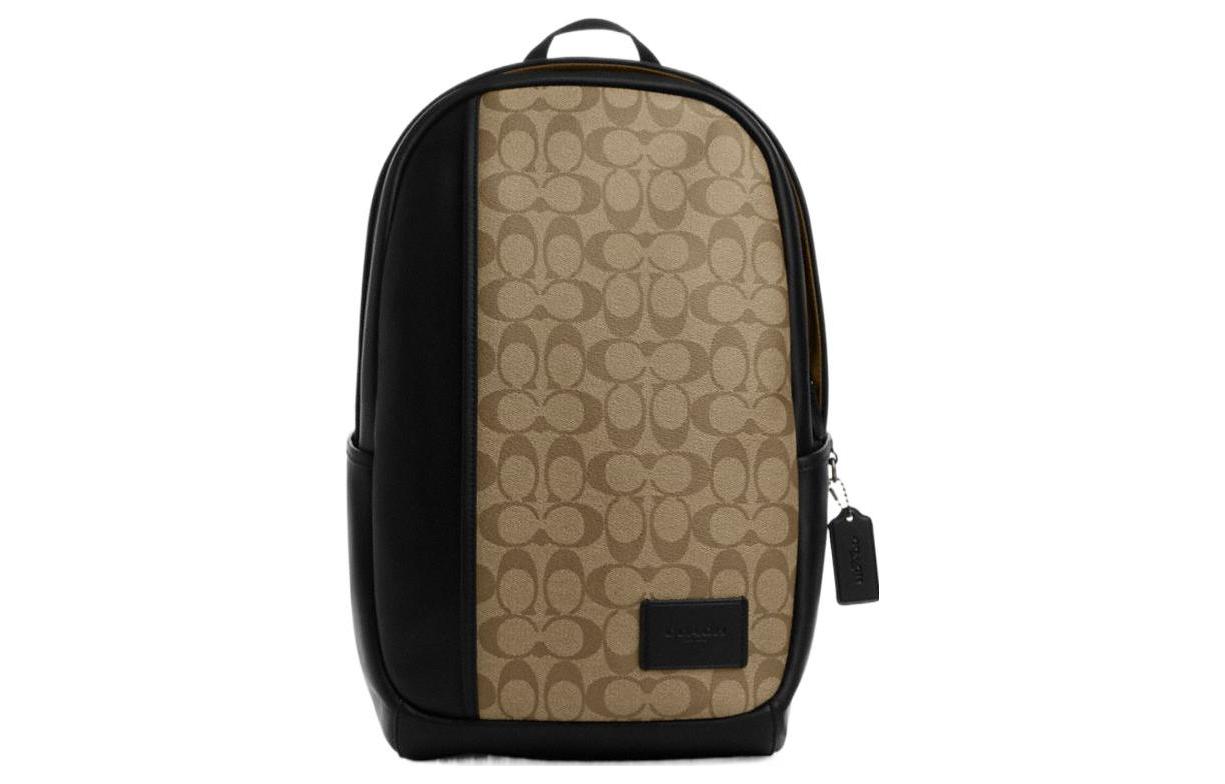 

Рюкзак Edge Canvas с кожаной спинкой большого размера мужской цвета хаки и черный COACH