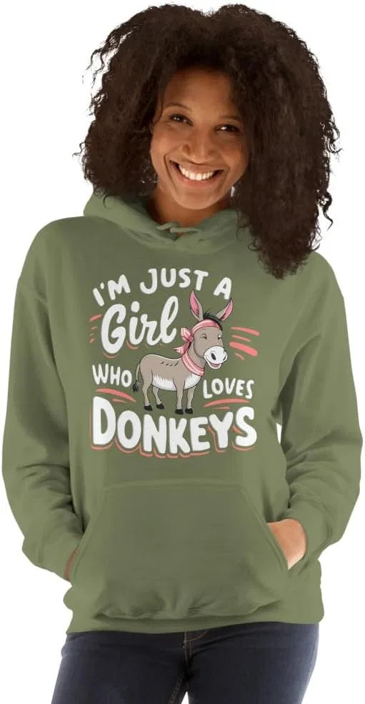 Толстовка для девушек, которые любят ослов I'm Just A Girl Who Loves Donkeys Generic, темно-зеленый