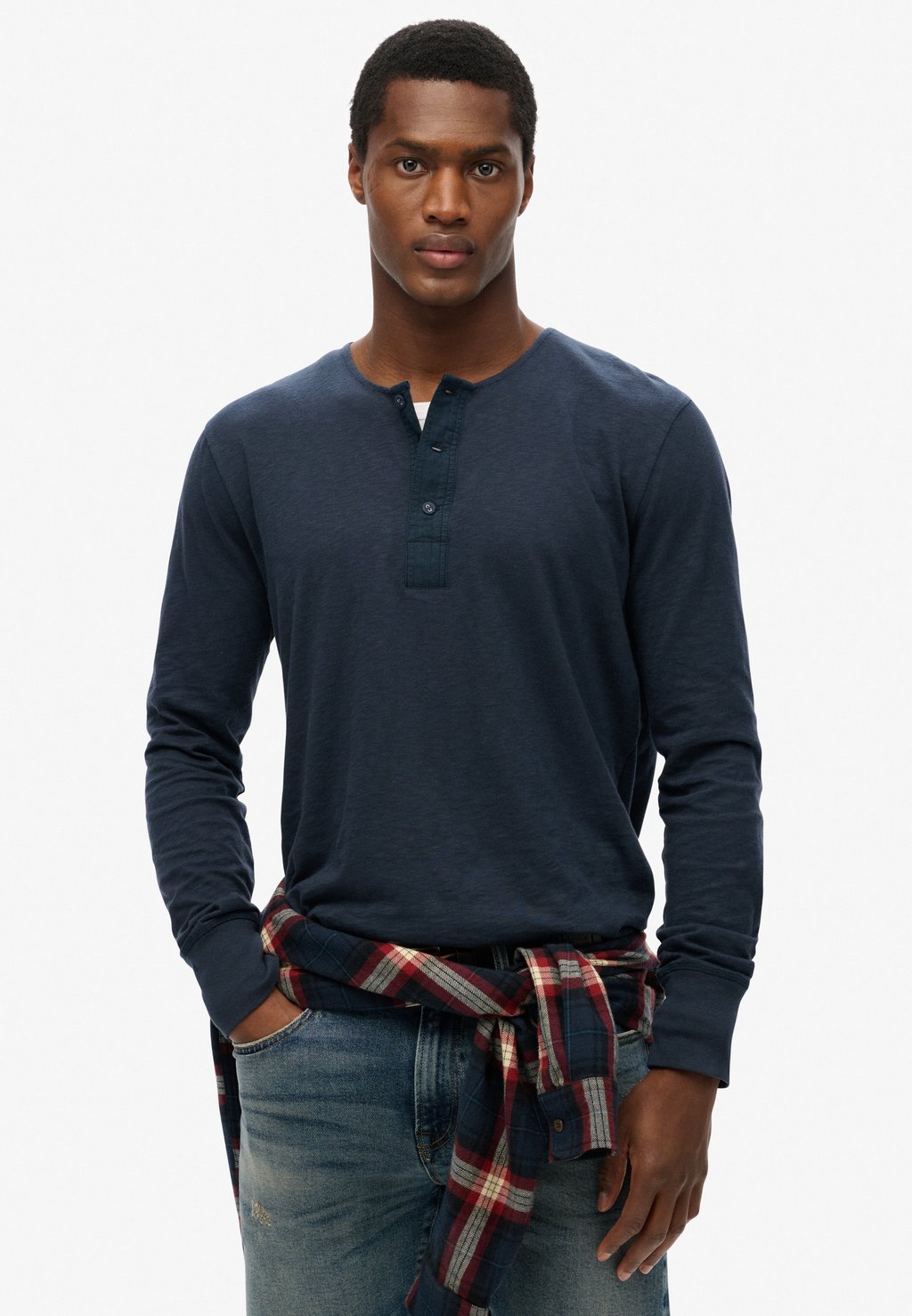 

Лонгслив THE MERCHANT STORE - GRANDAD LIGHTWEIGHT Superdry, синий