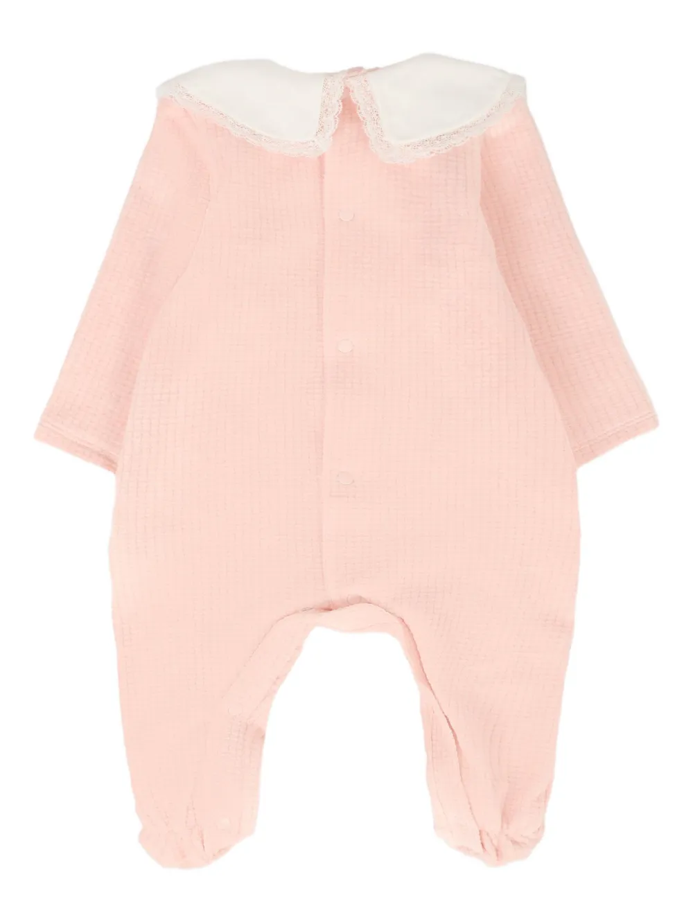 

Детский комбинезон с вафельной текстурой и кружевной отделкой Paz Rodriguez, розовый