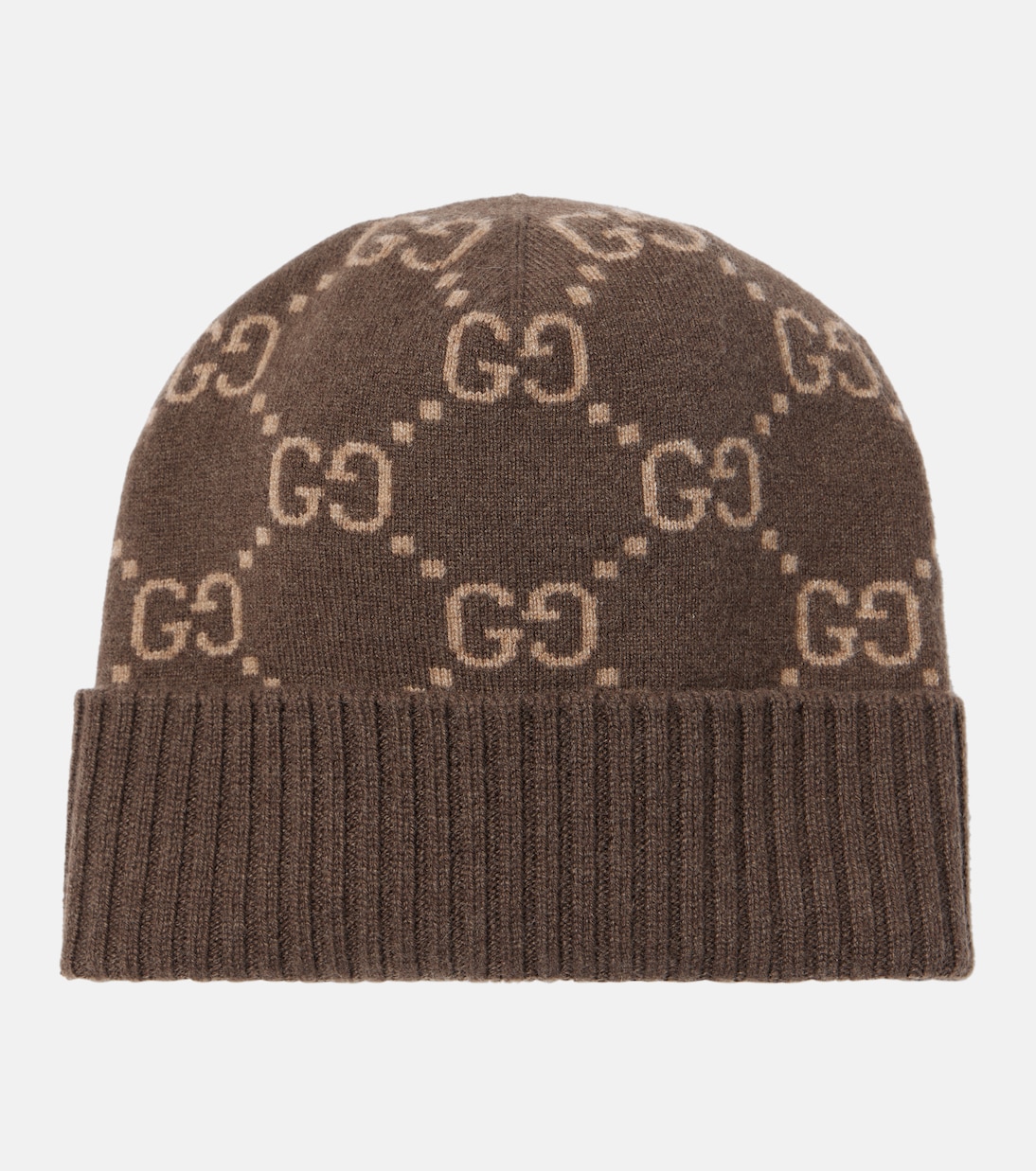 

GG жаккардовая кашемировая шапка Gucci, Brown/Beige