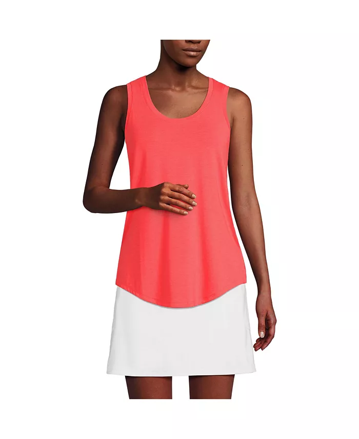 

Женская майка-туника с круглым вырезом и асимметричным подолом без рукавов Power Performance Scoop Neck Curved Hem Tunic Tank Lands' End, оранжевый